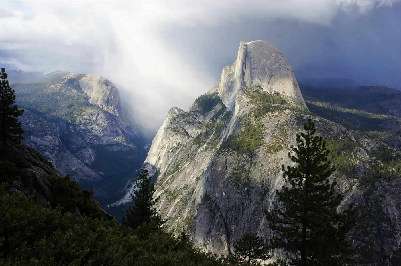 Half Dome storm clouds El Capitan Yosemite Valley view