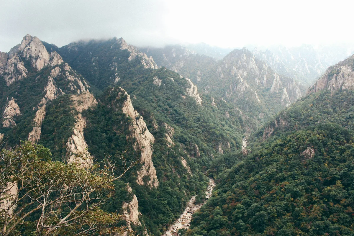 Seoraksan cable car view of Cheonbuldong Valley and Sokcho city